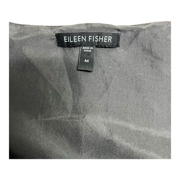 Eileen Fisher Gray Silk Chiffon Pleated Lined Sleeveless Beaded Dress MEDIUM - Picture 8 of 15